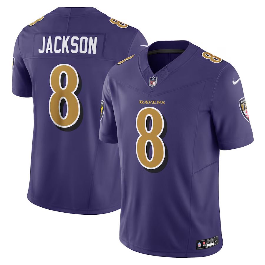 Men Baltimore Ravens #8 Lamar Jackson Nike Purple Vapor F.U.S.E. Limited NFL Jersey->baltimore ravens->NFL Jersey